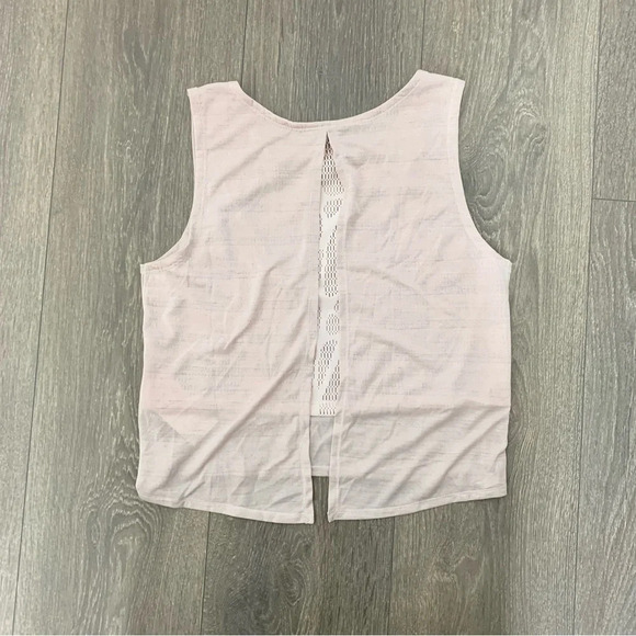 Puma Tank Top Cropped Lace Slit Open Back Mesh Burnout Rosewater Pink Size XS - Picture 9 of 12